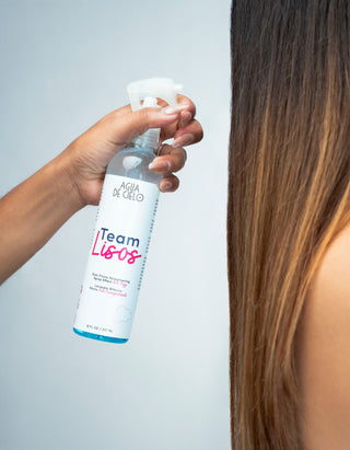 heat protection spray straightening hair by agua de cielo