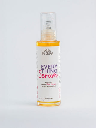 Bottle of 'Everything Serum' by Agua de Cielo on a light gray background